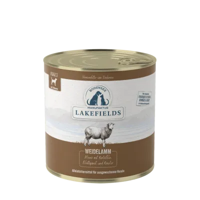 Lakefields Nassfutter-Menü Lamm Weidelamm mit Kartoffeln, Blattspinat –  froehlicher-hund-shop