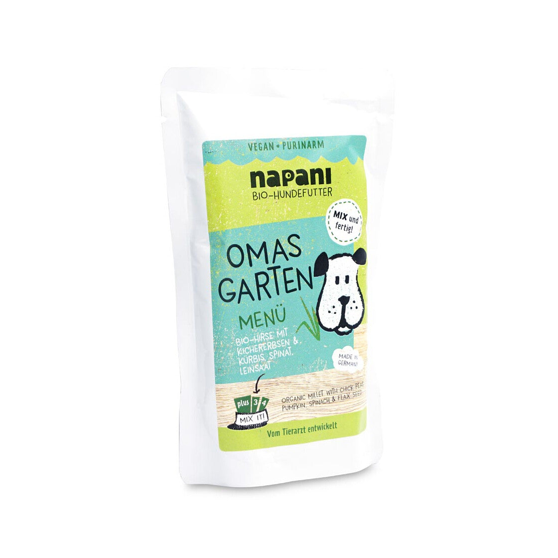 Napani Bio-Menü mit Hirse, Kichererbsen, Kürbis, Spinat & Leinsaat