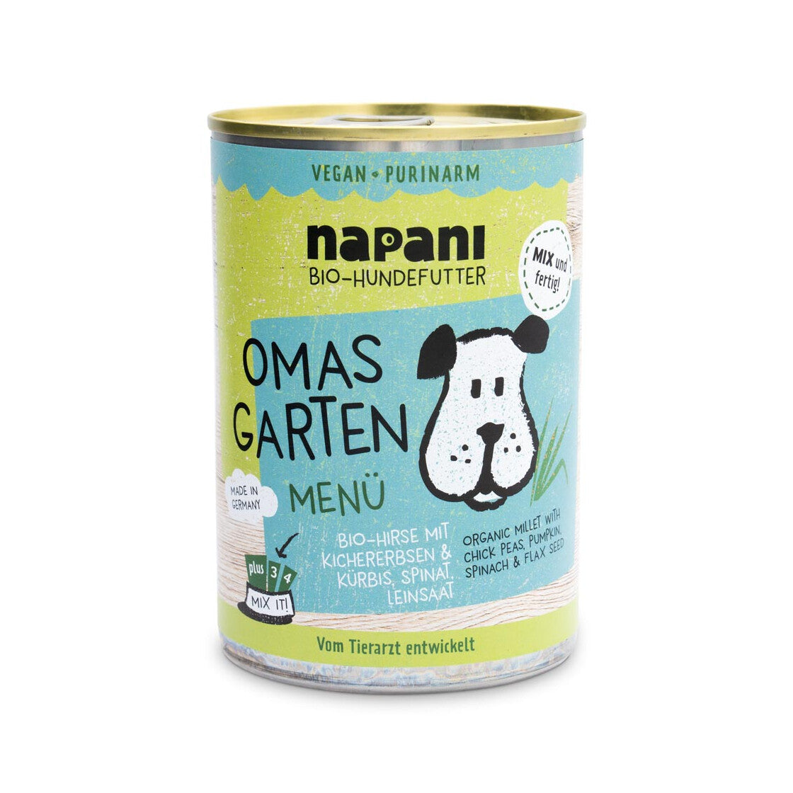 Napani Bio-Menü mit Hirse, Kichererbsen, Kürbis, Spinat & Leinsaat