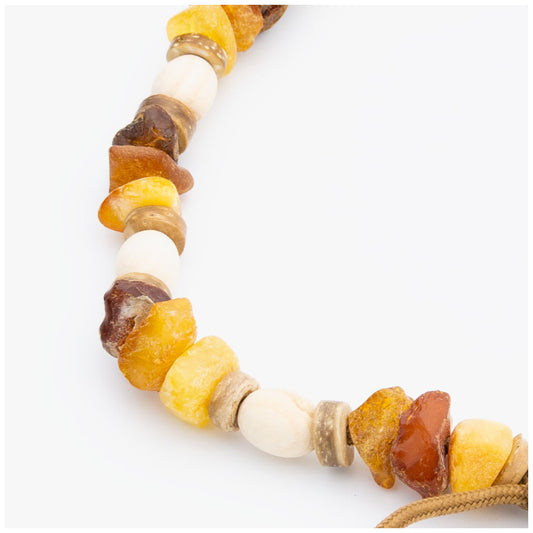 Napani Naturbernstein Halsband mit Zirbenholzperlen