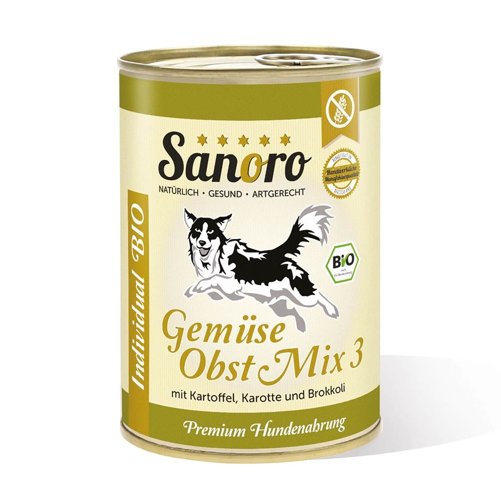 Sanoro- BIO Gemüse-Obst-Mix 3 mit Bio-Kartoffel, Bio-Karotte, Bio-Brokkoli und Bio-Apfel