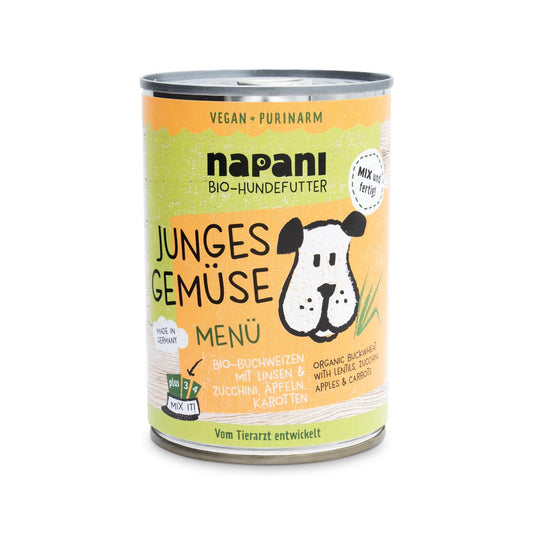 Napani Bio-Menü mit Buchweizen, Linsen, Zucchini, Äpfeln & Karotten