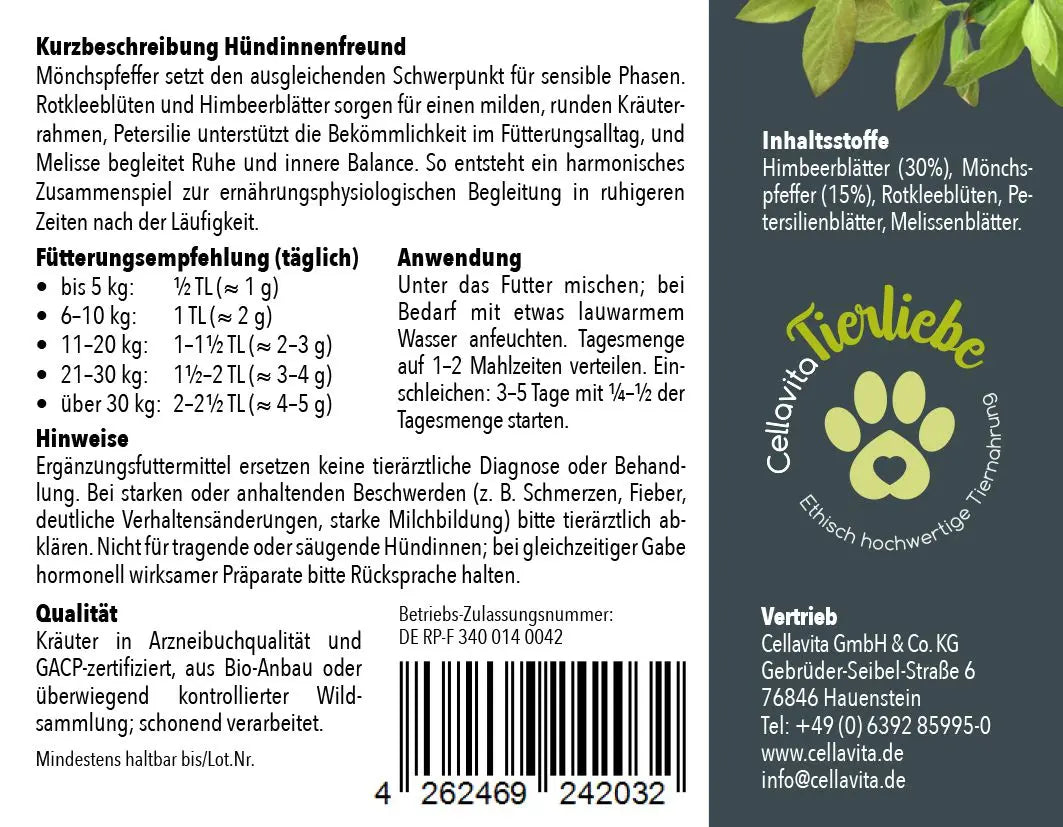 Hündinnenfreund Mönchspfeffer, Himbeerblätter & Co, 100g