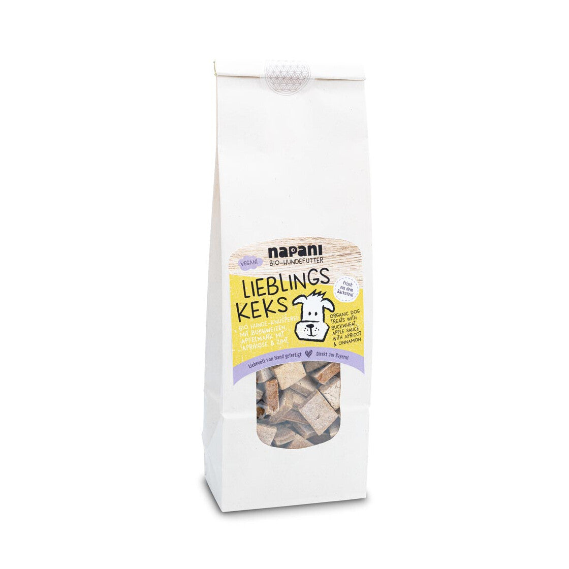 Napani Bio-Hunde-Knusperei mit Buchweizen, Apfelmark mit Aprikose & Zimt 200g