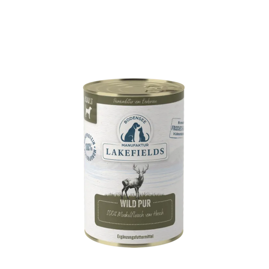 Lakefields Nassfutter Wild PUR 100% Fleisch vom Hirsch, Ergänzungsfutter