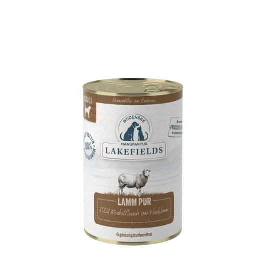 Lakefields Nassfutter Lamm PUR 100% Fleisch vom Weidelamm, Ergänzungsfutter