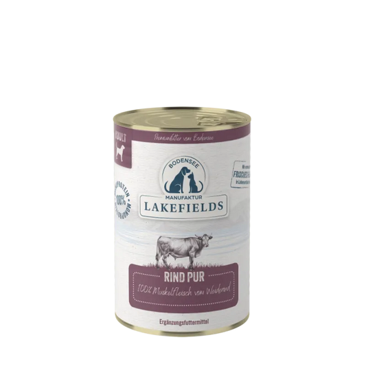 Lakefields Nassfutter Rind PUR 100% Fleisch vom Weiderind, Ergänzungsfutter