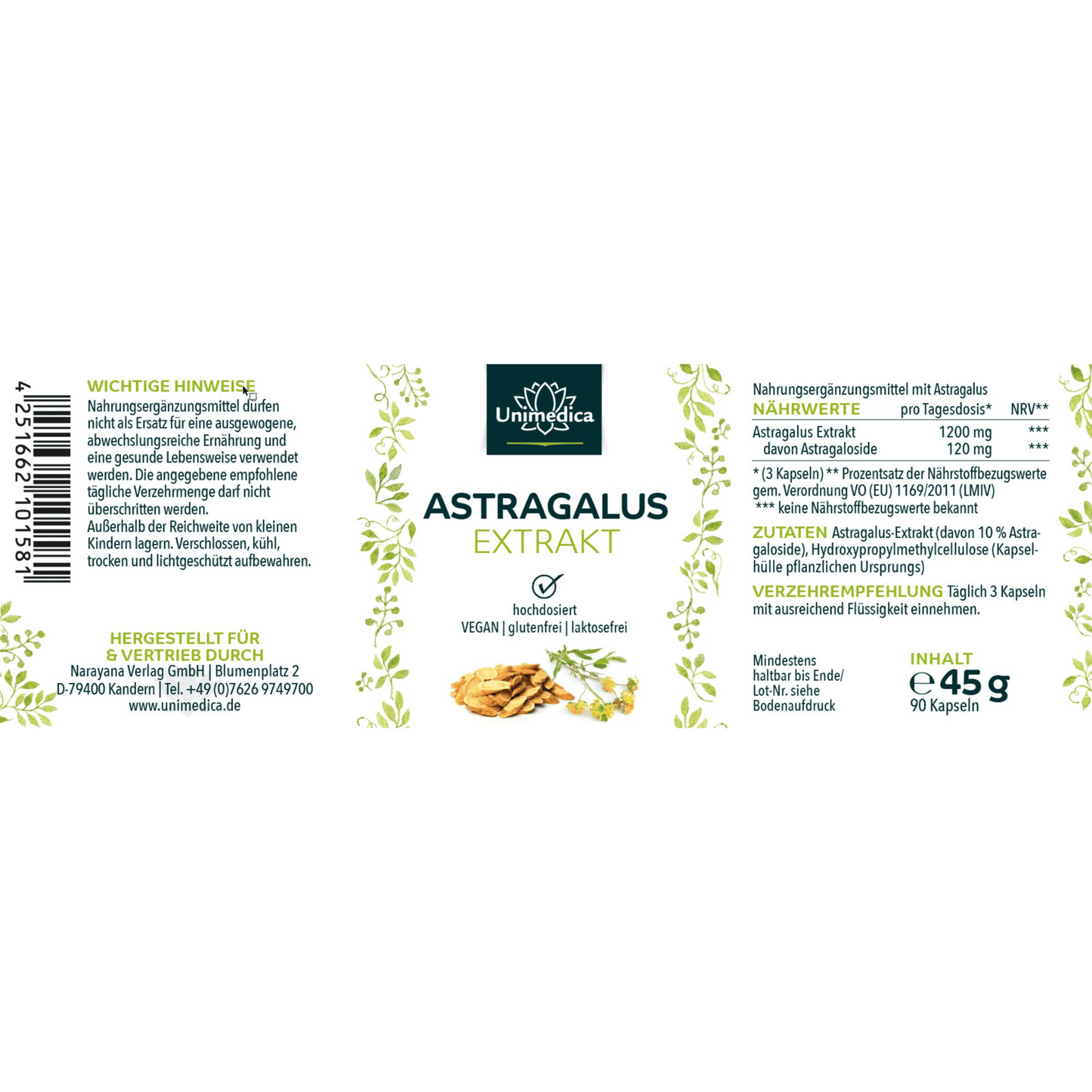 Astragalus Extrakt 1200mg 90 Kapseln