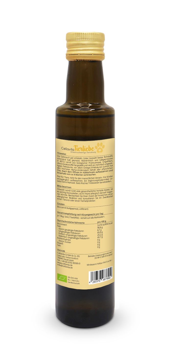 Saatengold-Bio-Feinschmecker-Öle "Leinöl Pur" für Hunde