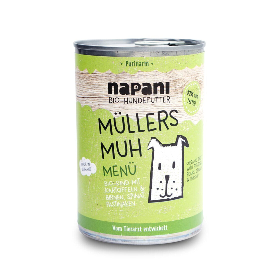 Napani Bio Menü mit Rind, Kartoffel & Birnen - nur 35% Rind, 100% Bio.