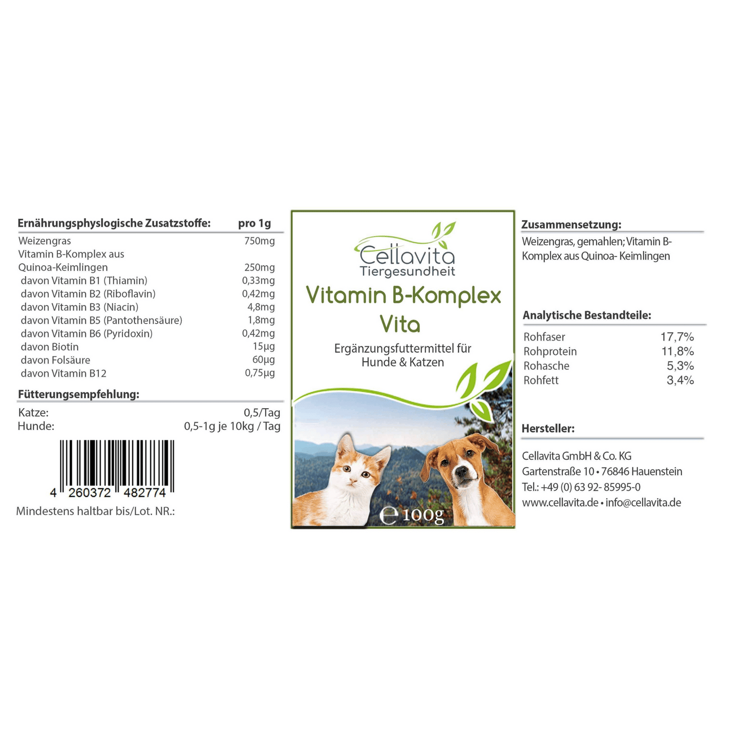 Vitamin B-Komplex - 100g für Hunde & Katzen