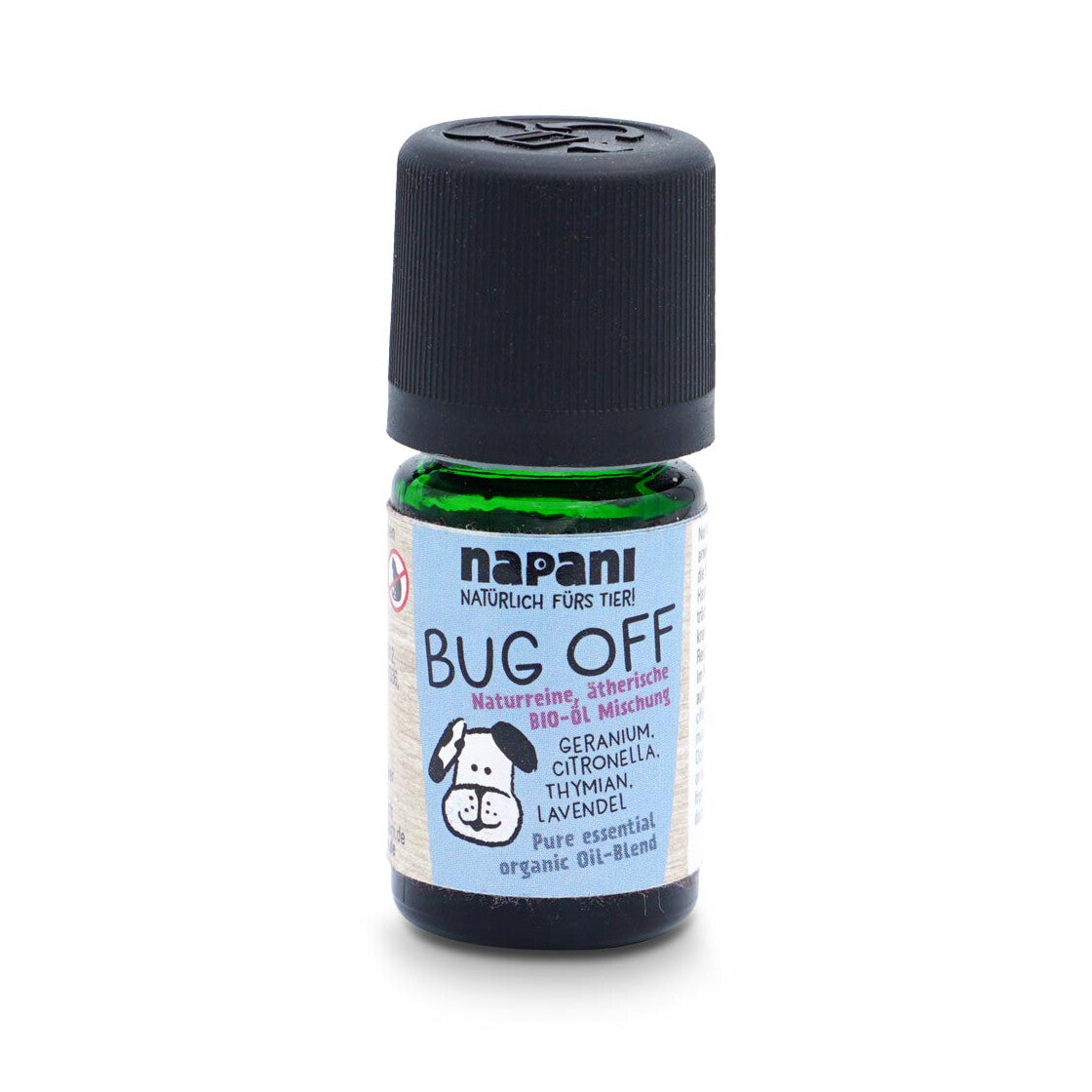 Napani "BUG-OFF"  100 % naturreine ätherische BIO Ölmischung zur äußerlichen Anwendung beim Hund.
