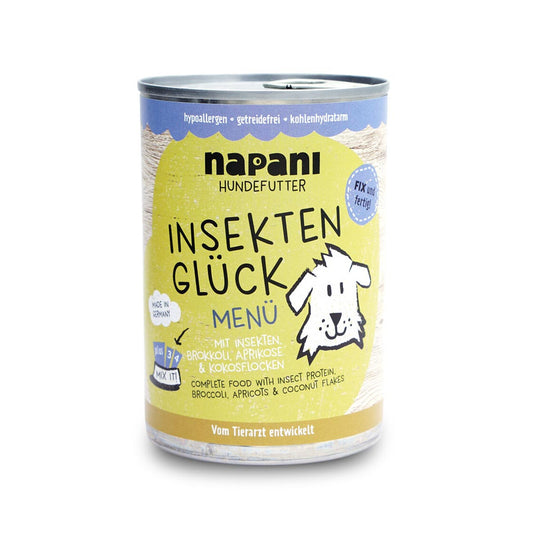 Napani Menü für Hunde "Insekten Glück" mit Insektenprotein und Brokkoli