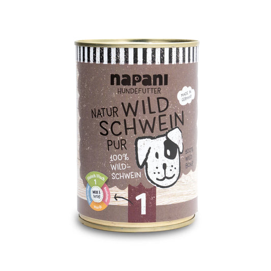 Napani Nassfutter für Hunde, Wildschwein pur