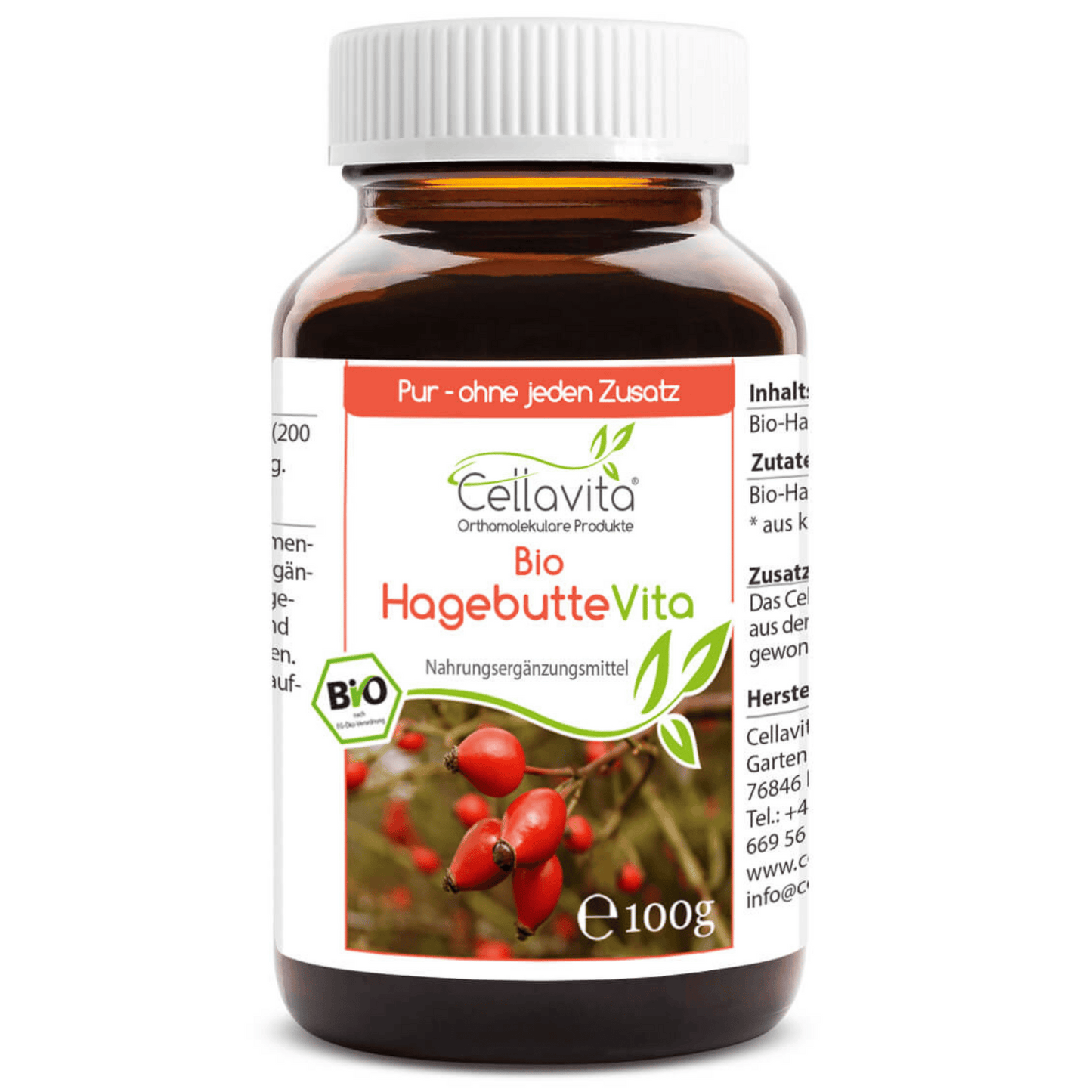  Bio Hagebutte Vita - 100g Pulver (vegan) im Glas