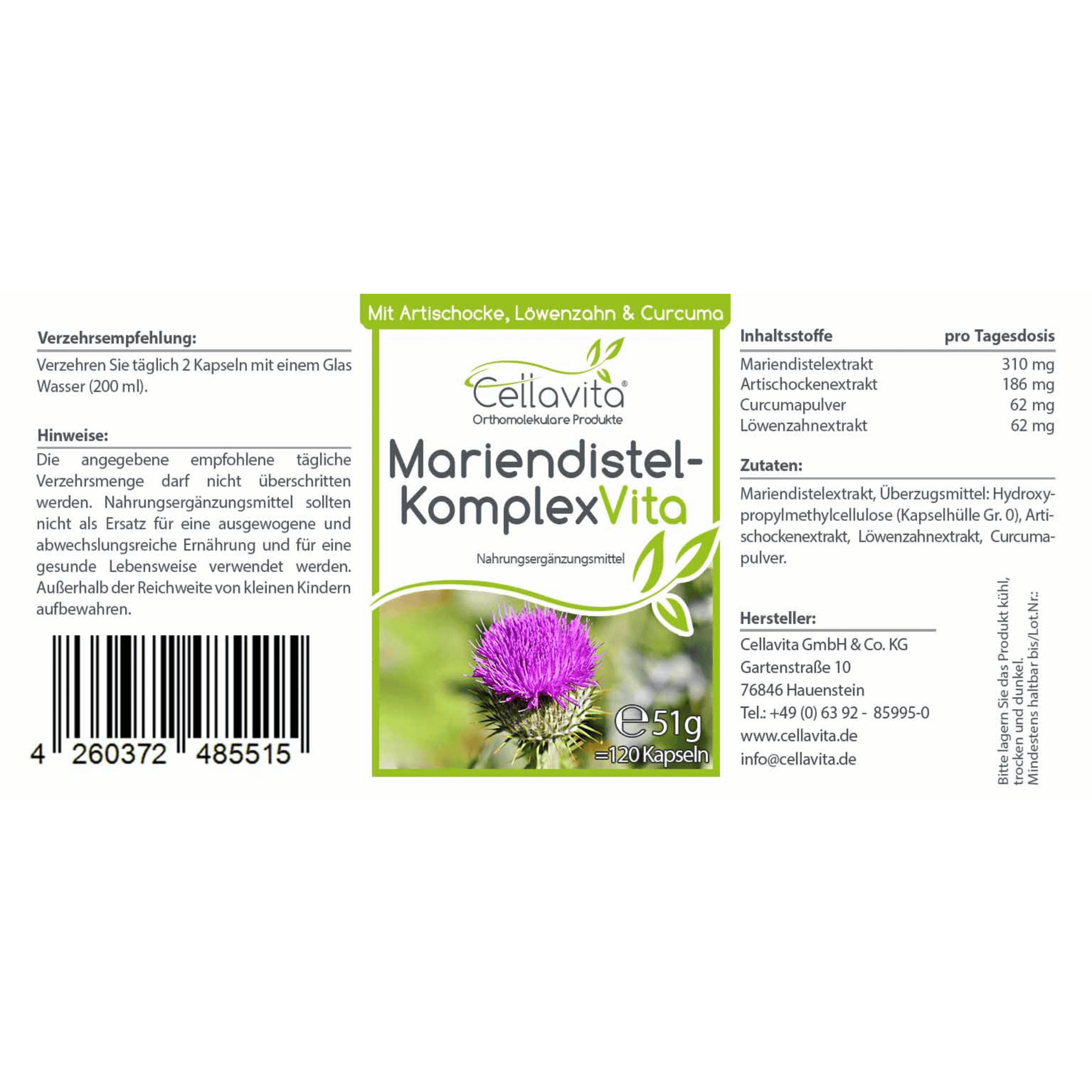 Mariendistel Komplex Vita 120 Kapseln im Glas